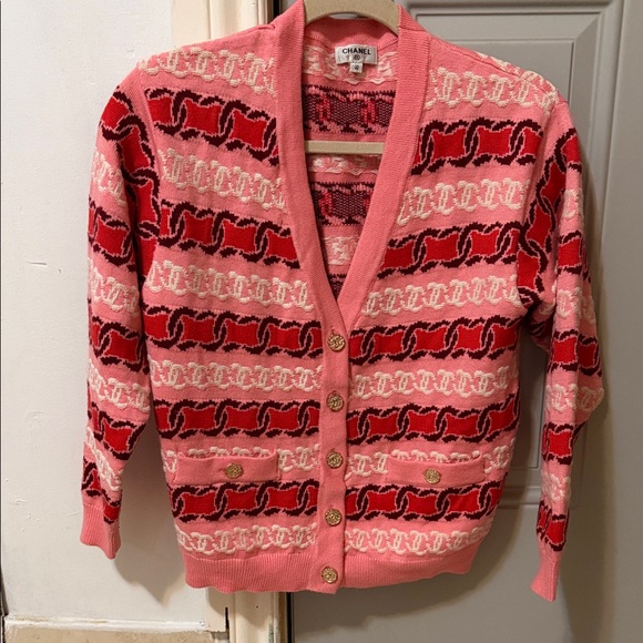 CHANEL Sweaters - Chanel Pink and Red Cardigan